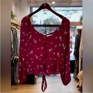 Francescas Collection Lace Up Cropped Blouse Size L